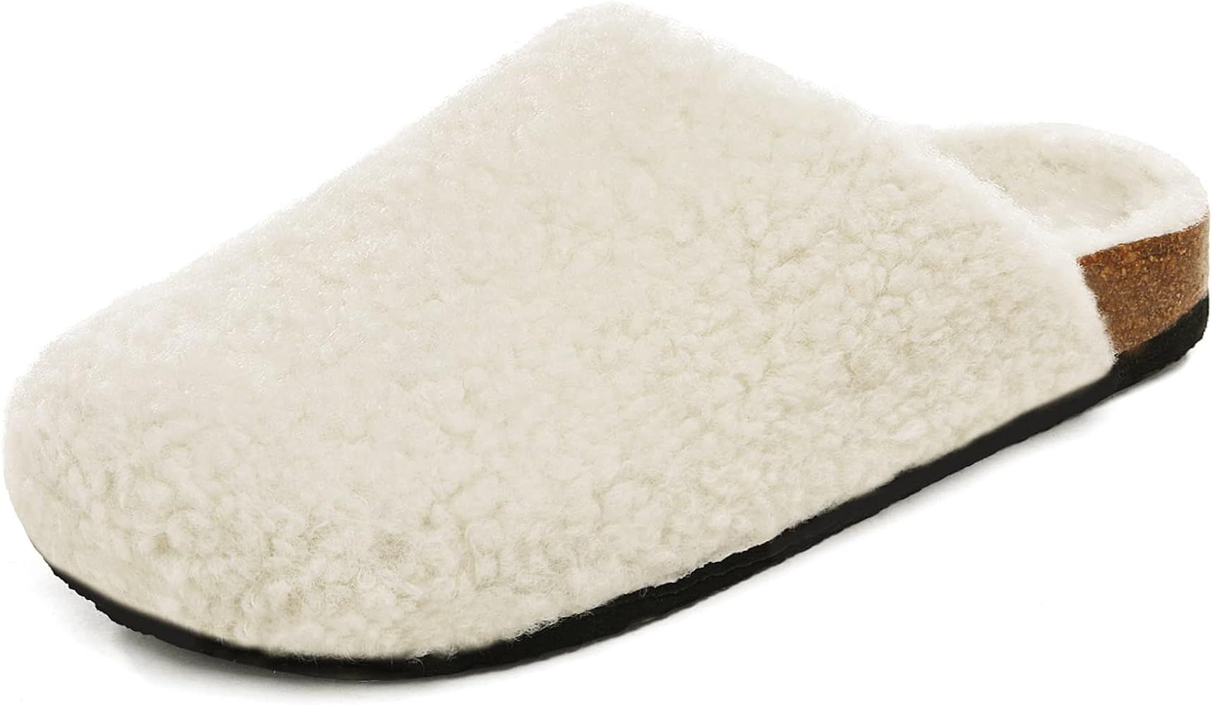 DREAM PAIRS Women's House Slippers Fuzzy Indoor Outdoor Furry Cork Faux Sherpa Slippers | Amazon (US)