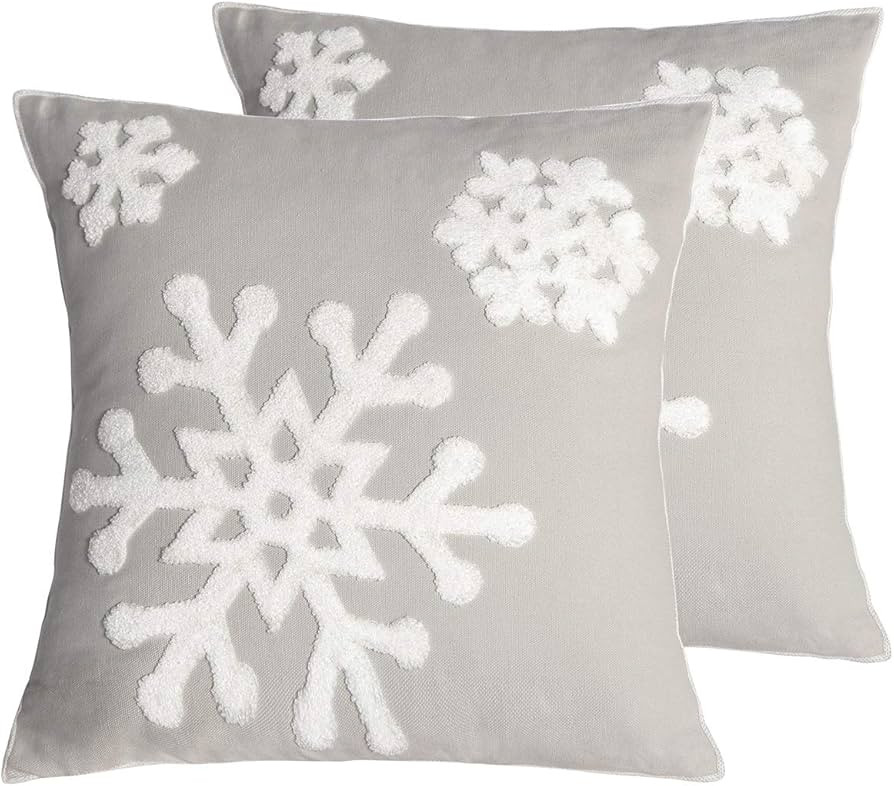 18x18,Cotton Christmas Blessing Throw Pillow Cover for Bed Sofa Cushion Car Snowflake Embroiderie... | Amazon (US)