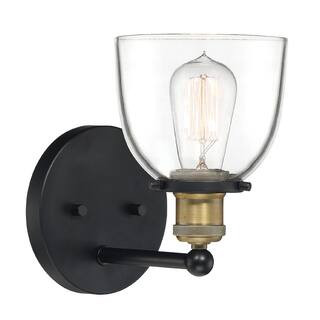 Designers Fountain Bryson 5.88 in. 1-Light Vintage Bronze Minimalist Wall Sconce with Clear Glass... | The Home Depot
