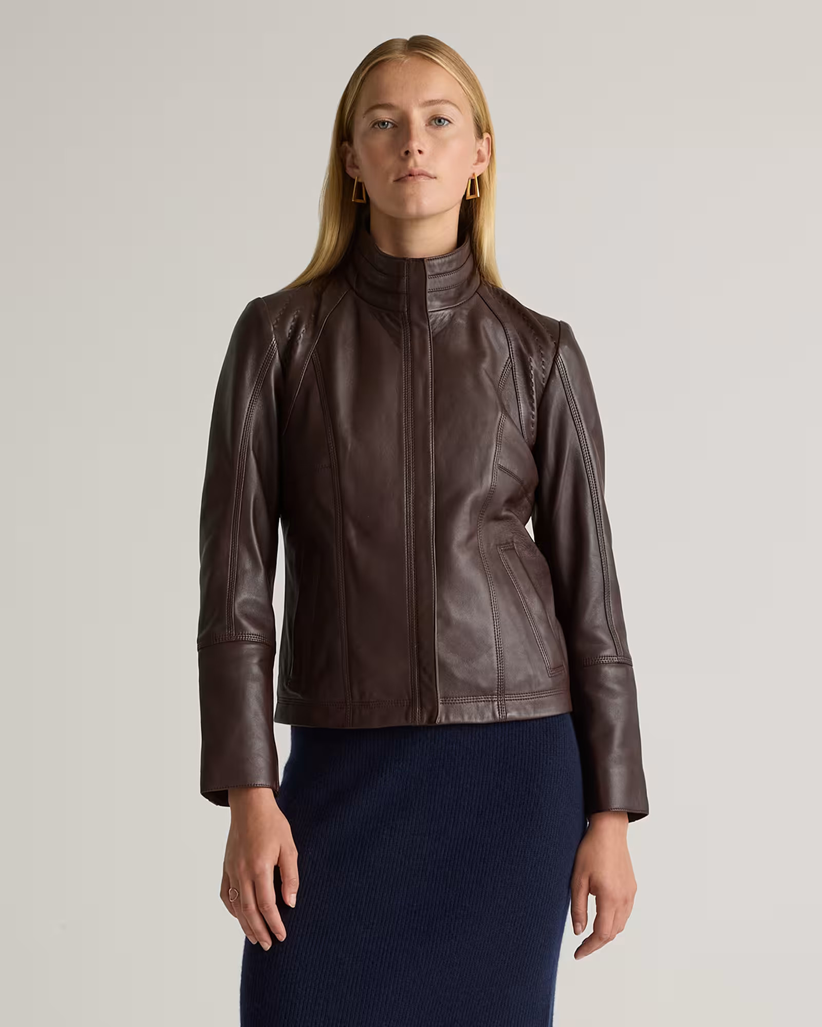 100% Leather Stand-Collar Jacket | Quince