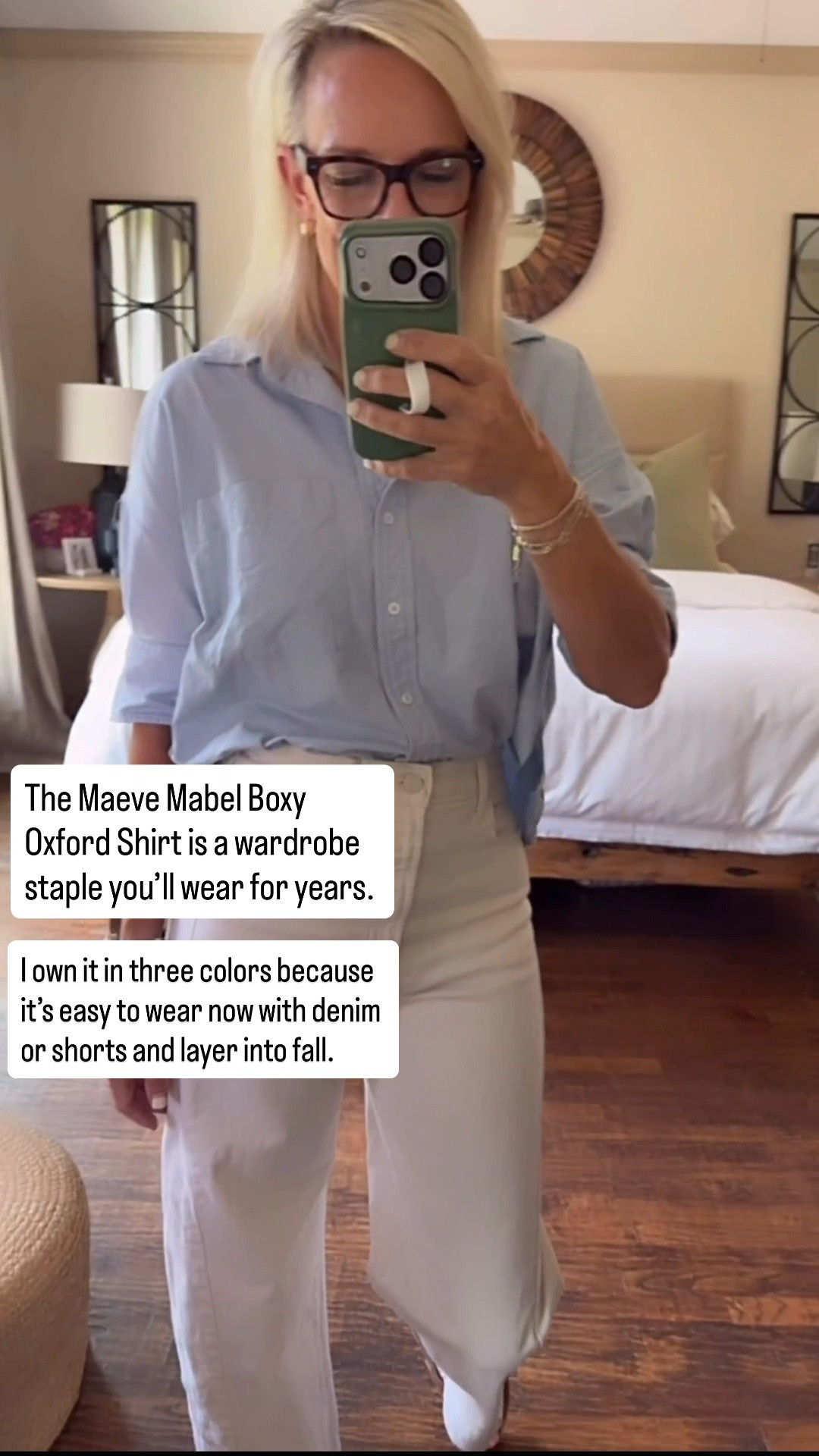 The Maeve Mabel Boxy Oxford Shirt is one of my most-worn staples. The relaxed fit, crisp cotton fabric, and beautiful gathered back detail make it feel so elevated. I own it in three colors because it’s easy to wear now with denim or shorts and layer into fall.

💡 LTK MADE EASY
❤️ Heart = Support my posts!
🔖 Save = Get sale & restock alerts
📋 Lists = Keep favorites organized
📲 Share = Send lists and products to a friend. Hello, Christmas List!
💬 Comment = Ask me anything about what I’m wearing. :-)

#LTKootd #LTKOver40 #LTKSeasonal