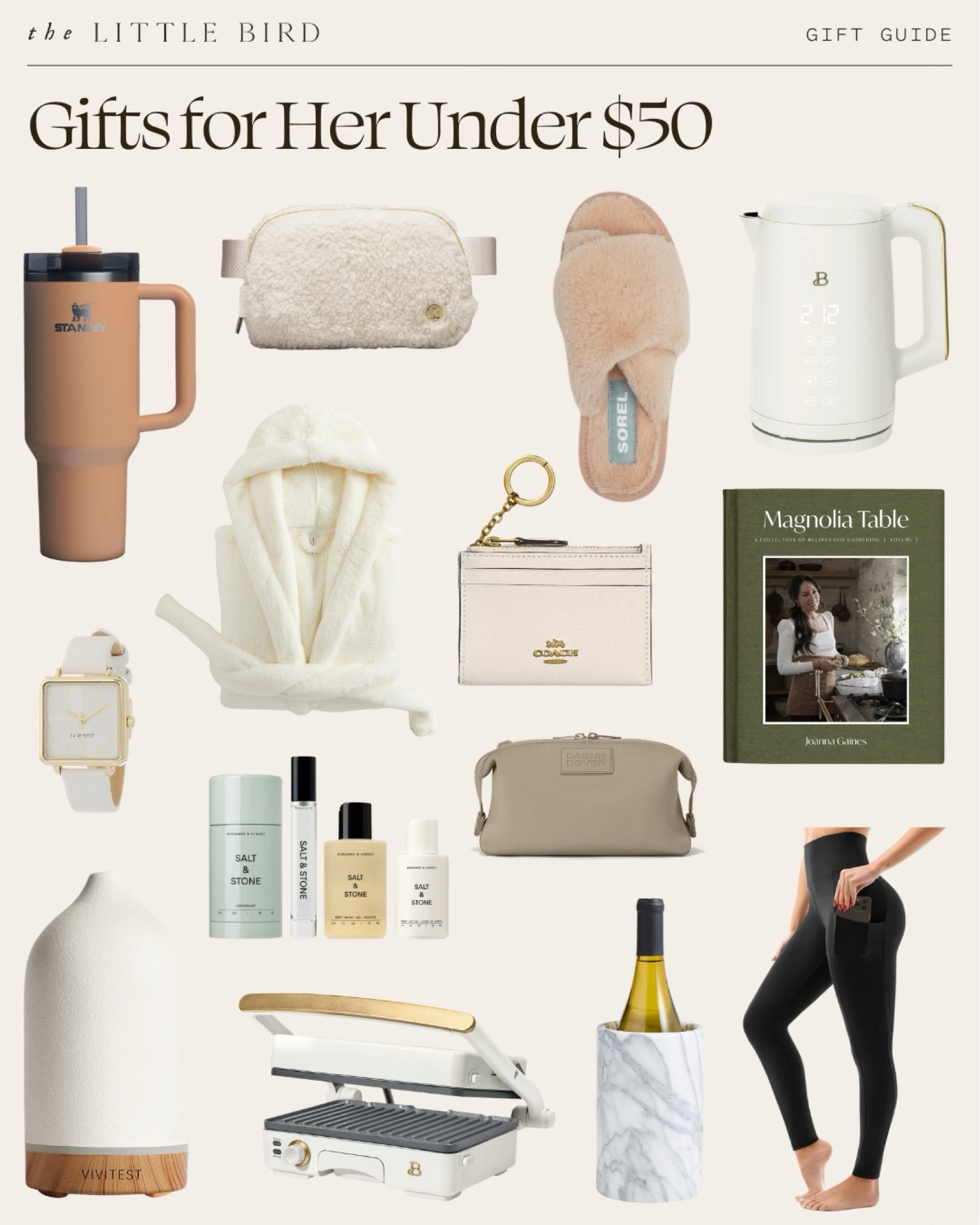 Discover the ultimate gift guide for her under $50! From cozy Sorel slippers and plush robes to a chic Coach cardholder and stylish Stanley tumbler, these affordable finds are perfect for any woman on your list. Thoughtful ideas like the Magnolia Table cookbook, marble wine chiller, and Salt & Stone skincare set will make her holiday extra special. Shop these budget-friendly gifts today!


#LTKBeauty #LTKFindsUnder50 #LTKGiftGuide