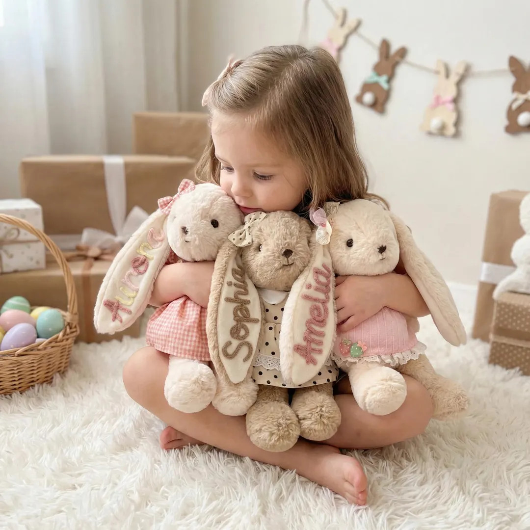 Personalized Easter Bunny Plush for Granddaughter, Custom Name Rabbit Doll, Soft Yarn Lettering T... | Etsy (US)