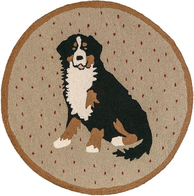 Chandler 4 Corners Artist-Designed Bernese Mountain Boy Round Hand-Hooked Wool Accent Rug (3' x 3... | Amazon (US)