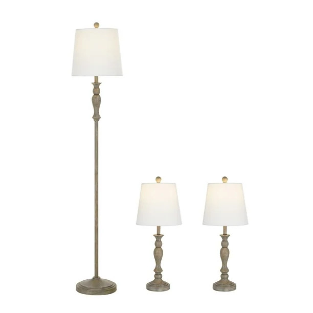 Better Homes & Gardens Modern Farmhouse 3-Pack Lamp Set, Wood Finish | Walmart (US)