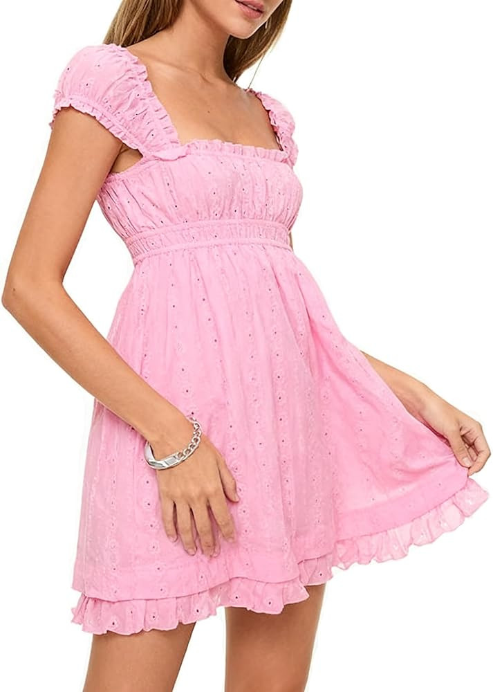 Women's Summer Babydoll Mini Dress Spaghetti Strap Sleeveless Party Short Y2k Swing Dresses A Lin... | Amazon (US)