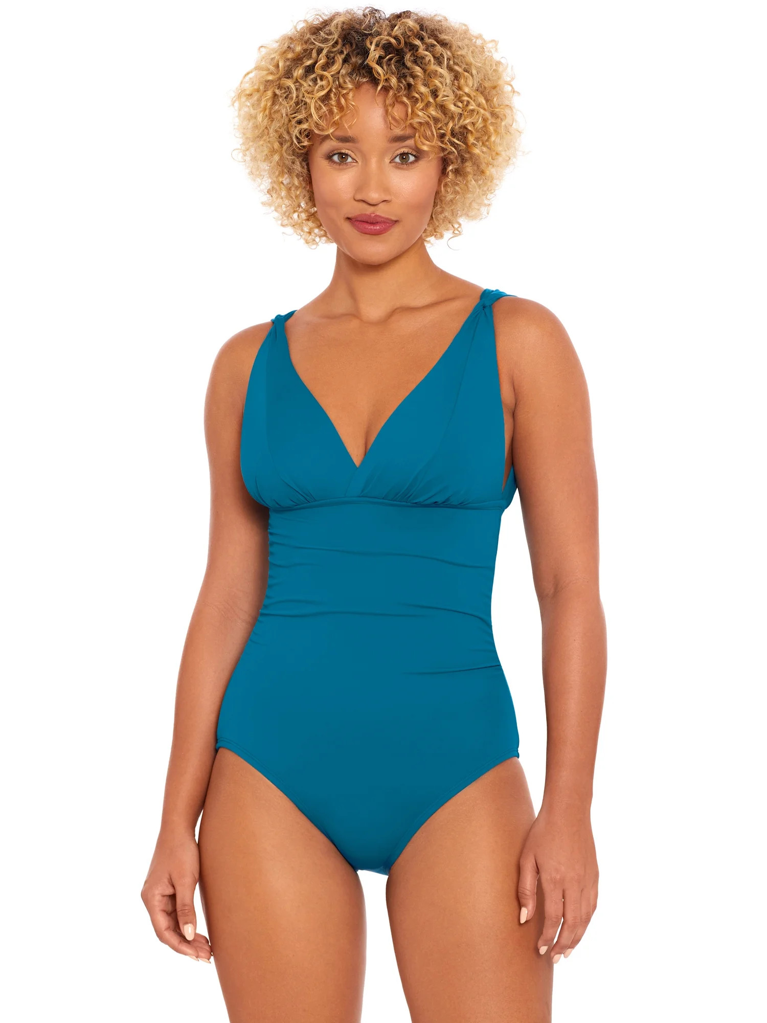 Time and Tru Women's and Women's Plus Plunge One Piece Swimsuit, Sizes XS-3X | Walmart (US)