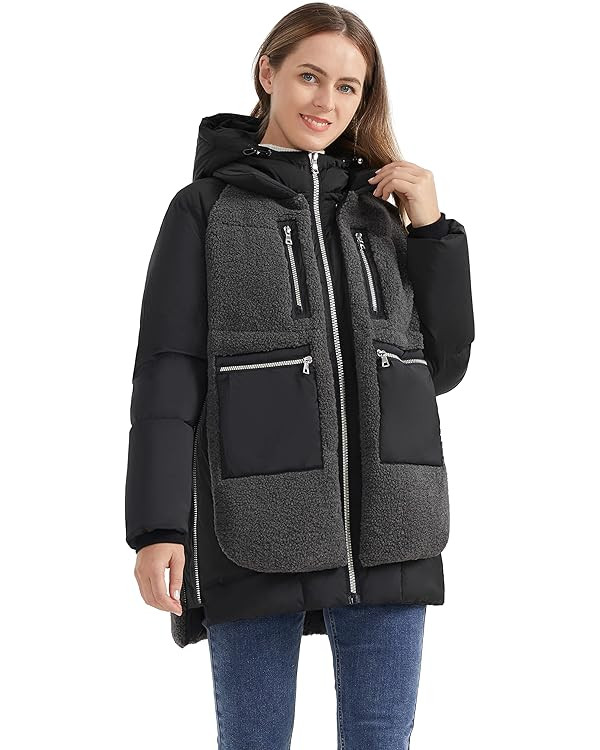 Orolay Women's Thickened Winter Down Coat Windproof Hooded Puffer Jacket with 6 Pockets | Amazon (US)