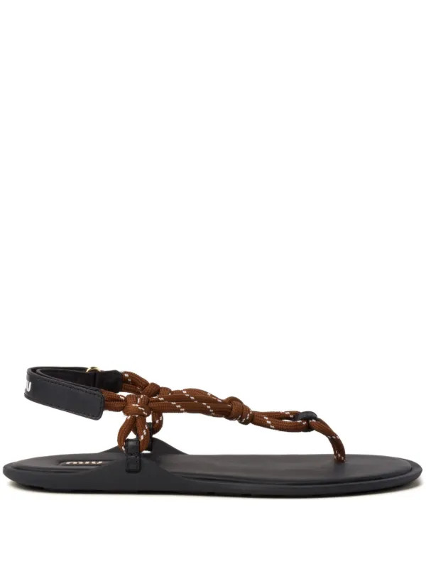Miu Miu cord-strap Leather Sandals - Farfetch | Farfetch Global