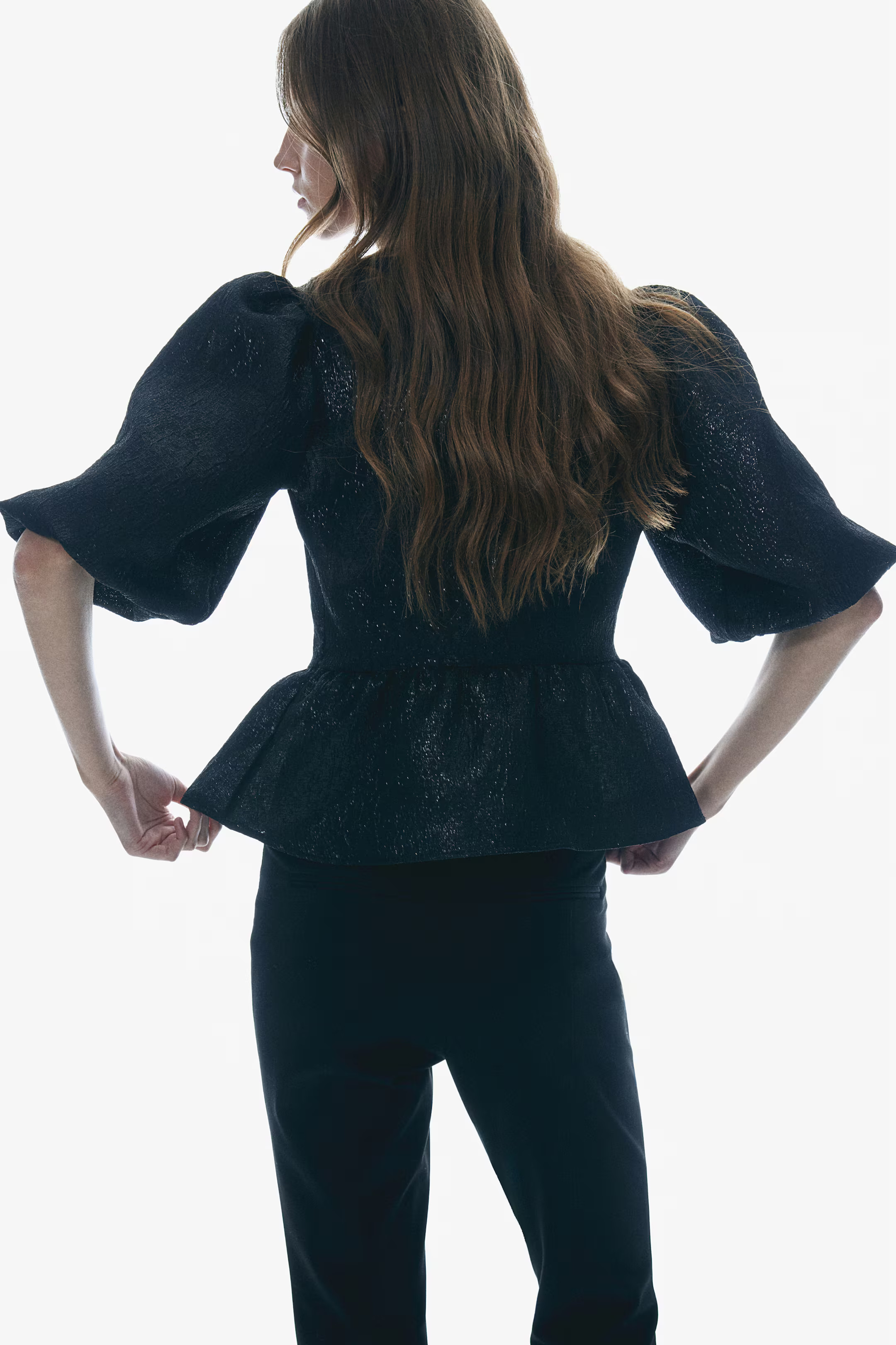 Jacquard-Weave Tie-Front Blouse | H&M (US + CA)