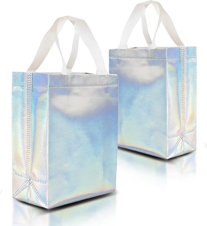Nush Nush Stunning Iridescent Holographic Gift Bags, Reusable With White Handles, Medium Size, Pe... | Amazon (US)