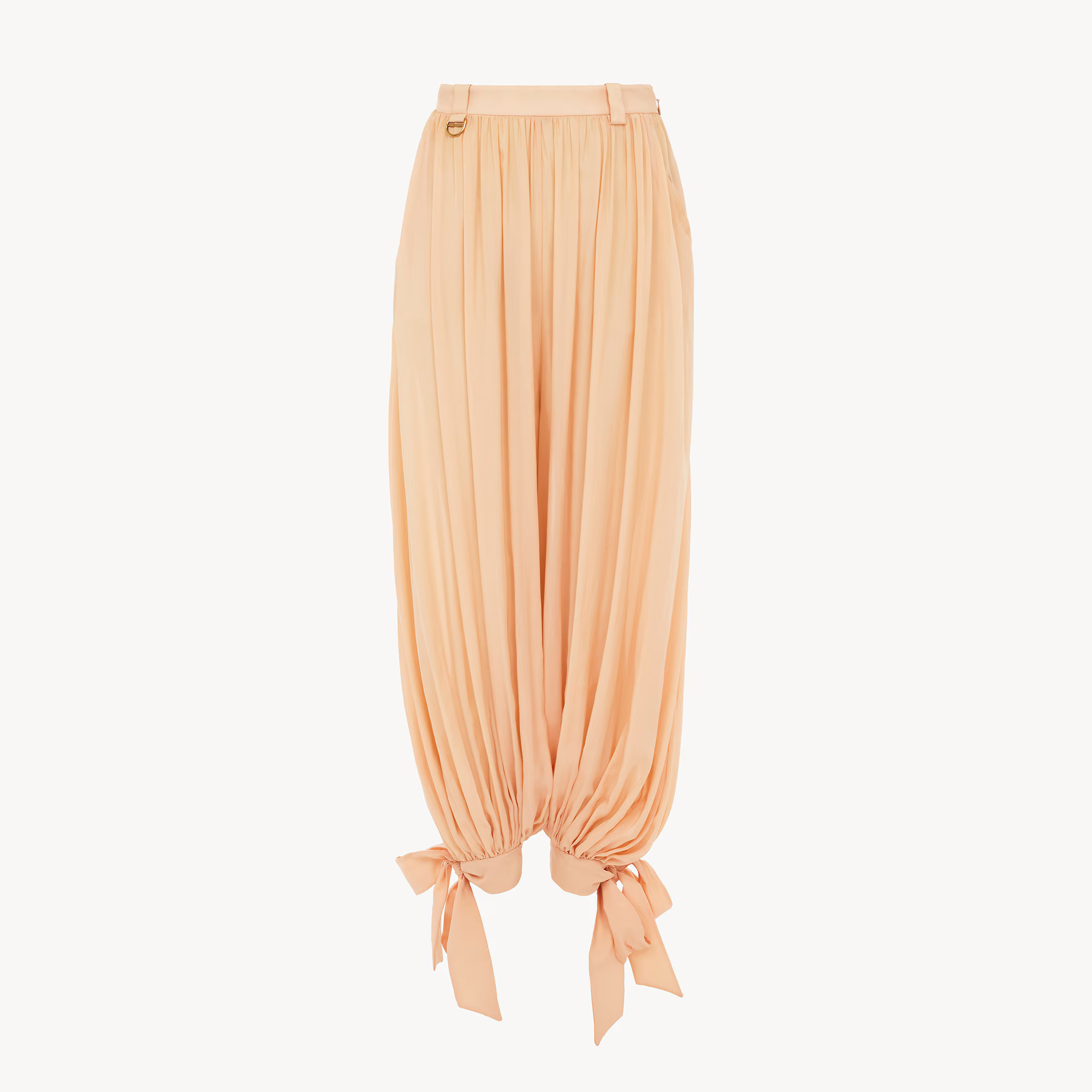 Chloé - Fluid pleated pants in silk charmeuse - Apricot Pink - 36 - Silk | Chloe US
