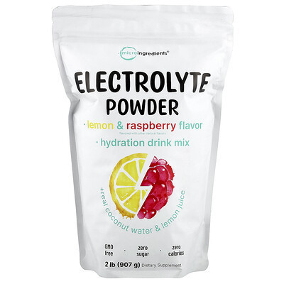Micro Ingredients, Electrolyte Powder, Lemon & Raspberry, 2 lb (907 g) | iHerb