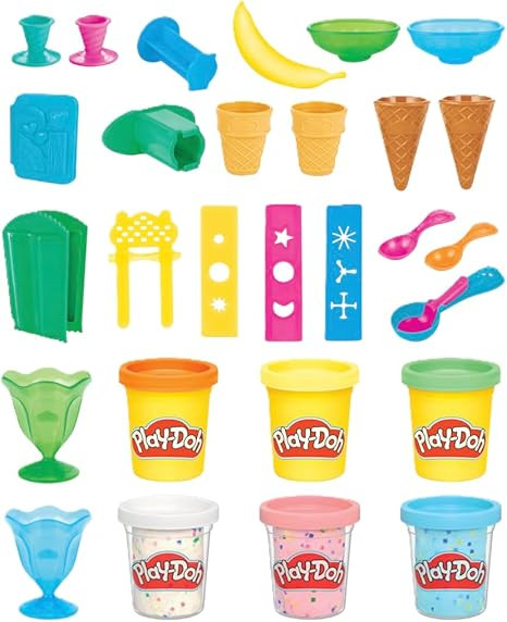 Play Doh Kitchen Creations Ice Cream Party Set with 22 Tools & 6 Colors, 2-Ounce Cans, Back to Sc... | Amazon (US)