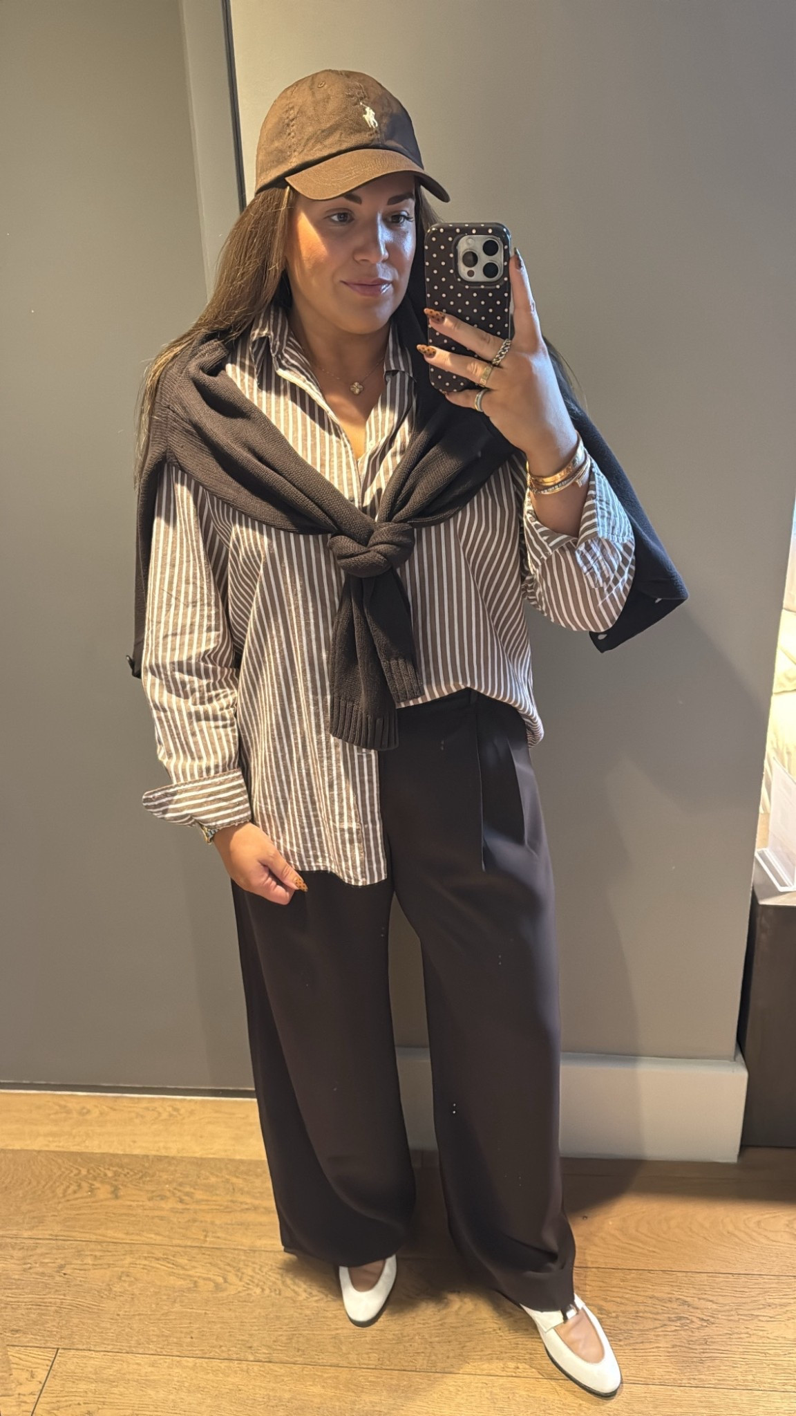 curvy midsize travel chocolate brown outfit! wearing size large in button-up and cardigan and 14 in trouser pants. wore this on the airplane home! 

#LTKSeasonal #LTKMidsize #LTKFindsUnder100