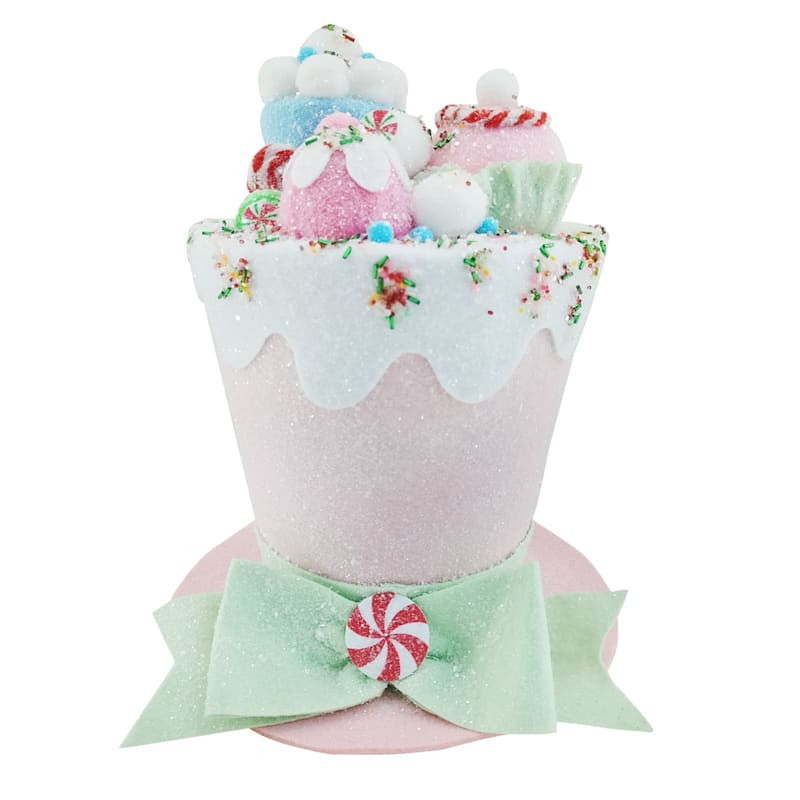 Mrs. Claus' Bakery Pink Bakery Top Hat Tree Topper, 13" | At Home