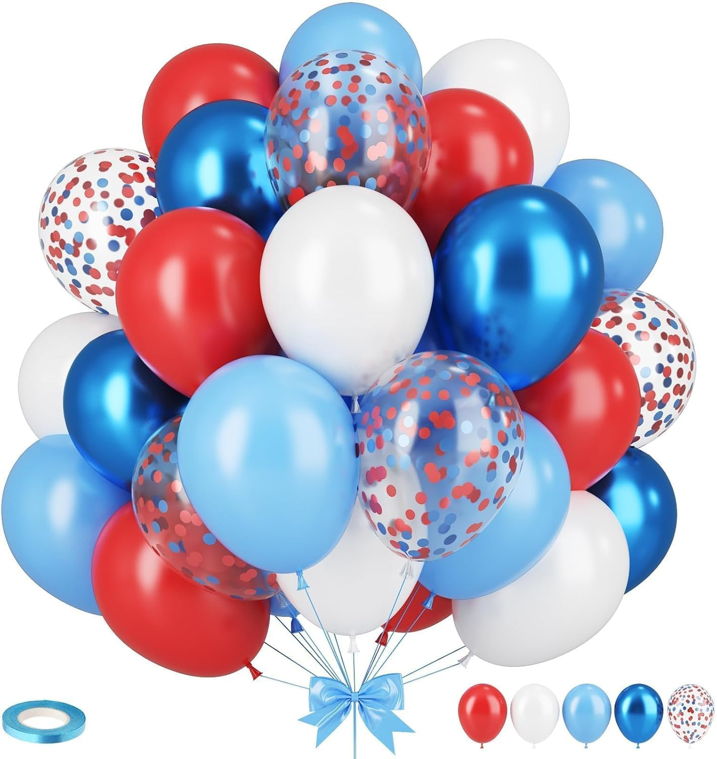 Amazon.com: Red Blue White Balloon Set,12 Inchs Red White Blue Balloons, Blue and Red Party Ballo... | Amazon (US)