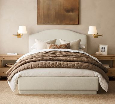 Hampton Upholstered Curved Bed | Pottery Barn (US)