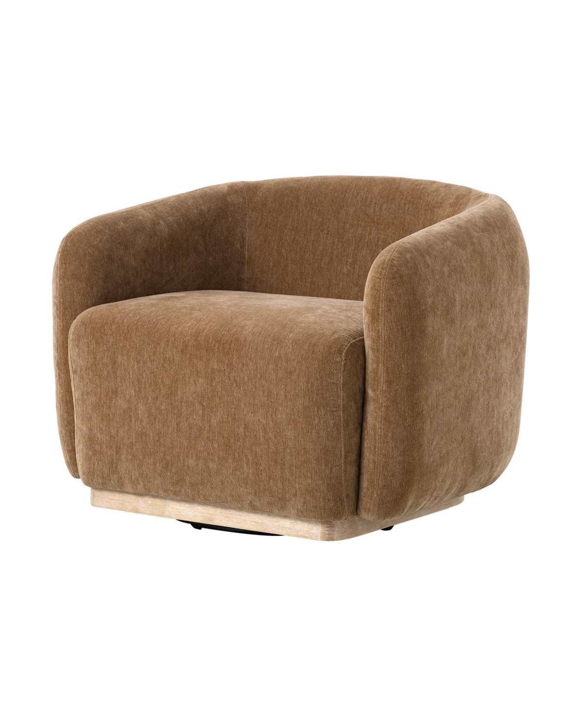 Hulala Home Berklie Modern Boucle Chenille Swivel Armchair with Solid Wood Base - Caramel | Macy's