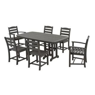 POLYWOOD La Casa Cafe Slate Grey 7-Piece Plastic Outdoor Patio Dining Set-PWS131-1-GY - The Home ... | The Home Depot