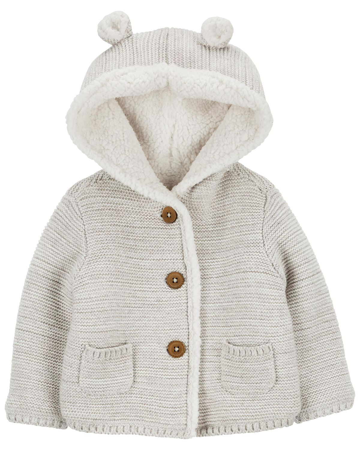 Grey Baby Sherpa-Lined Hooded Cardigan | carters.com | Carter's