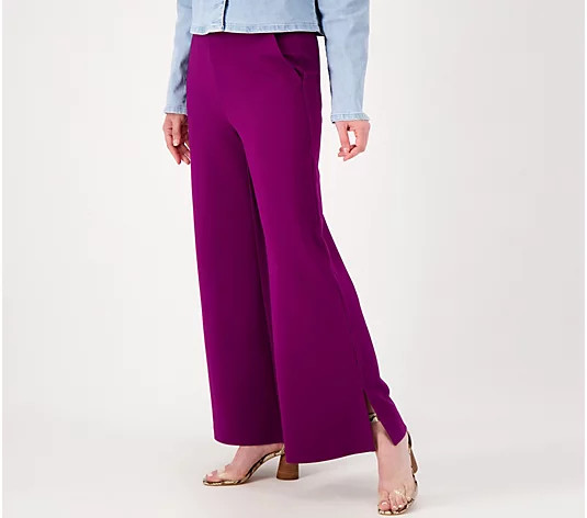 Girl With Curves Regular Ponte Wide Leg Pant - QVC.com | QVC