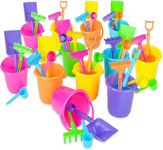 Mini Beach Bucket and Shovel Set - (Pack of 12) 3-1/4" Mini Bucket Party Favor Sand Box Play Set ... | Amazon (US)