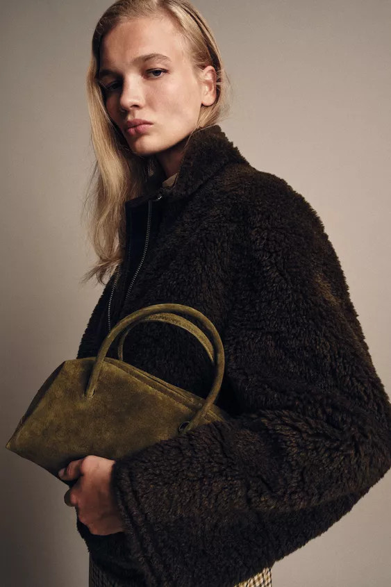 SPLIT LEATHER BOWLING BAG | Zara US