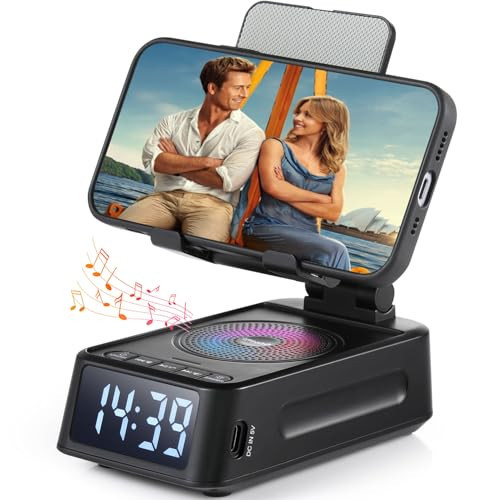 Gifts for Men Women, Phone Stand with Bluetooth Speaker&Clock, Birthday Gifts for Him, Phone Holder with Wireless Speaker, Ideal for Dad Mom Husband Boy, Cool Tech Gadget for Men | Amazon (US)