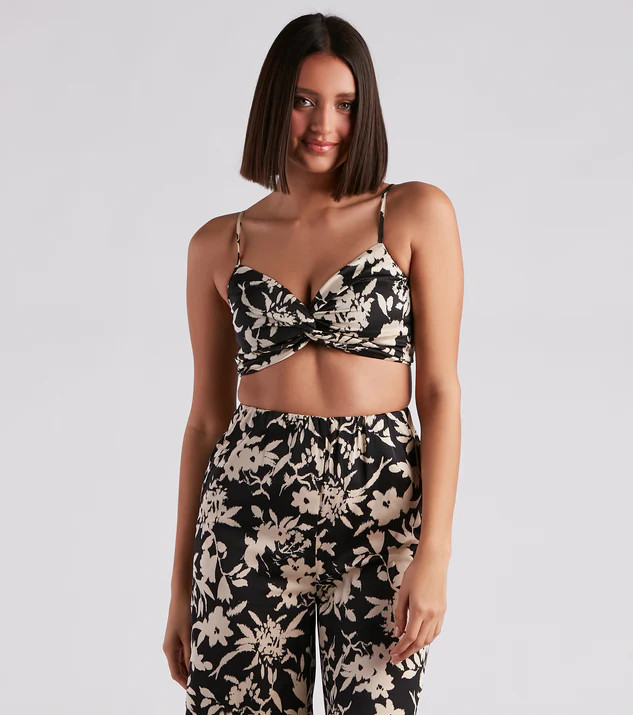 Major Muse Floral Satin Bra Top | Windsor Stores