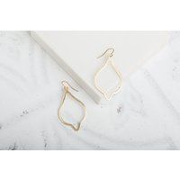 Brushed Gold Pointed Teardrop Pendant Earrings / Minimalist Gold Earrings / Simple Gold Drop Earring | Etsy (US)