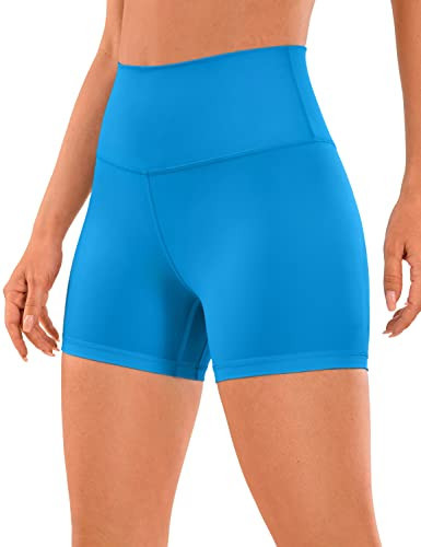CRZ YOGA Women's Naked Feeling Biker Shorts - 4 Inches High Waist Yoga Workout Running Gym Spandex Madagascar Blue XX-Small | Amazon (US)