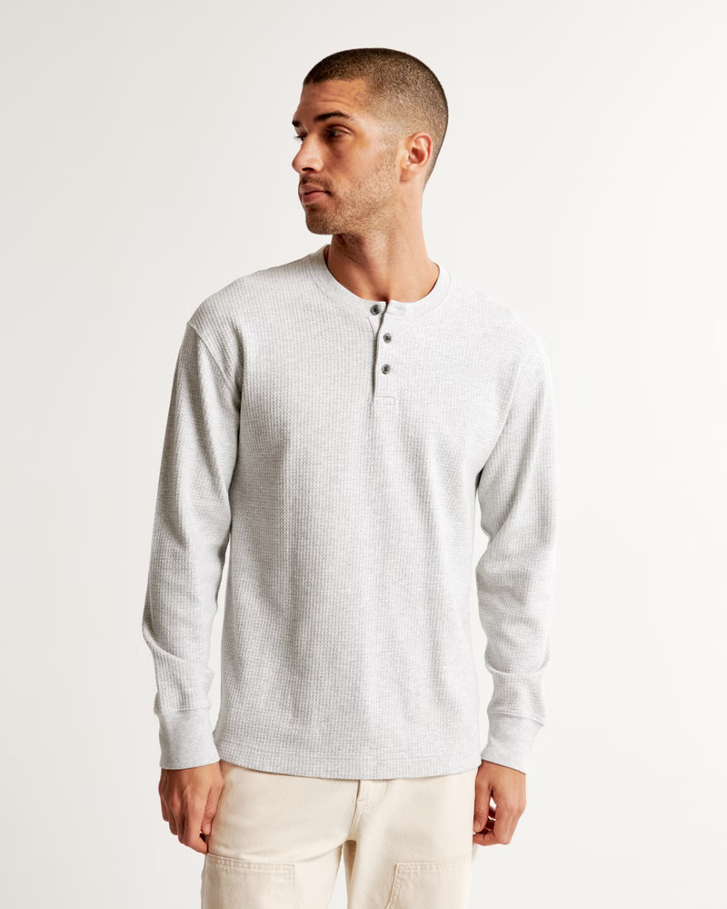 Long-Sleeve Grid Waffle Henley | Abercrombie & Fitch (US)