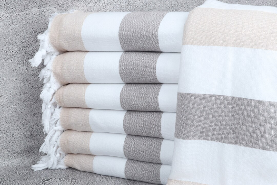 Wedding Favors, Turkish Bath Towel, 36x63 Inches Beige-brown Cotton Towel, Striped Terry Towel, B... | Etsy (US)