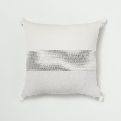 18" x 18" Mini Stripe Color Block Bed Pillow Neutrals - Hearth & Hand™ with Mag... | Target
