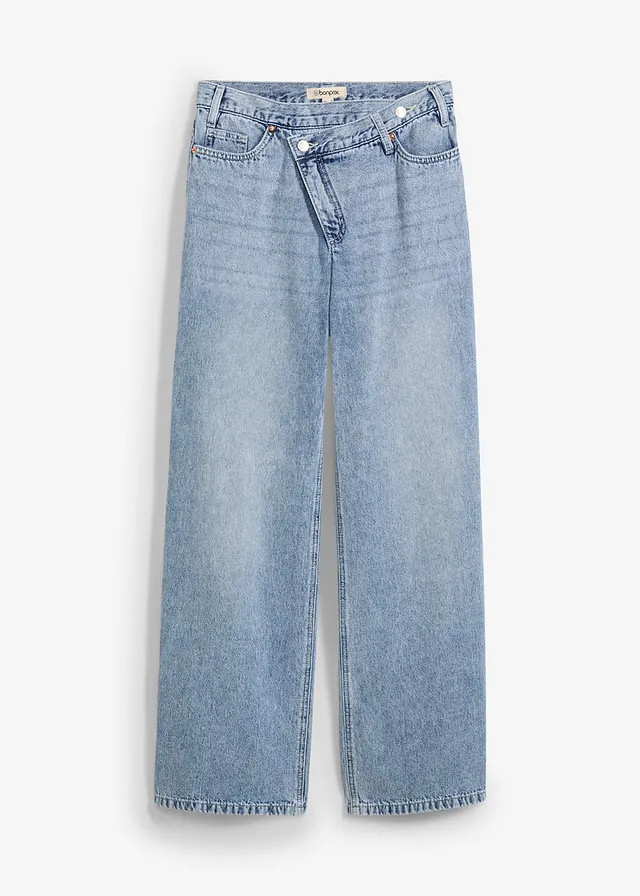 Wide leg jeans, mid waist, low stretch ijsblauw denim used | Bonprix NL (Influencer)