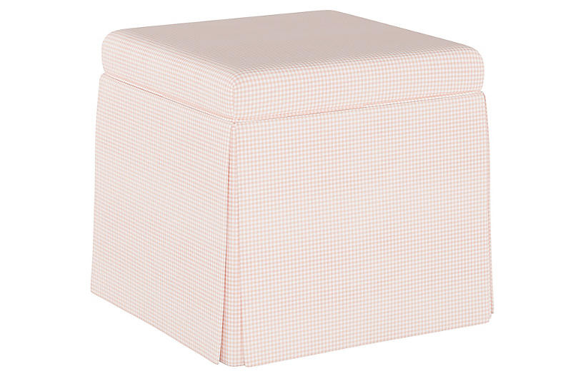 Avery Ottoman, Gingham Pink | One Kings Lane