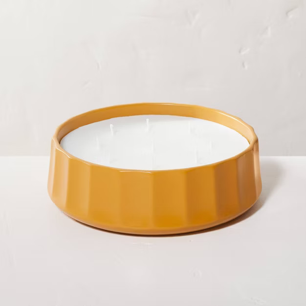 Golden Hour Fluted Ceramic Candle Yellow - Hearth & Hand™ with Magnolia | Target