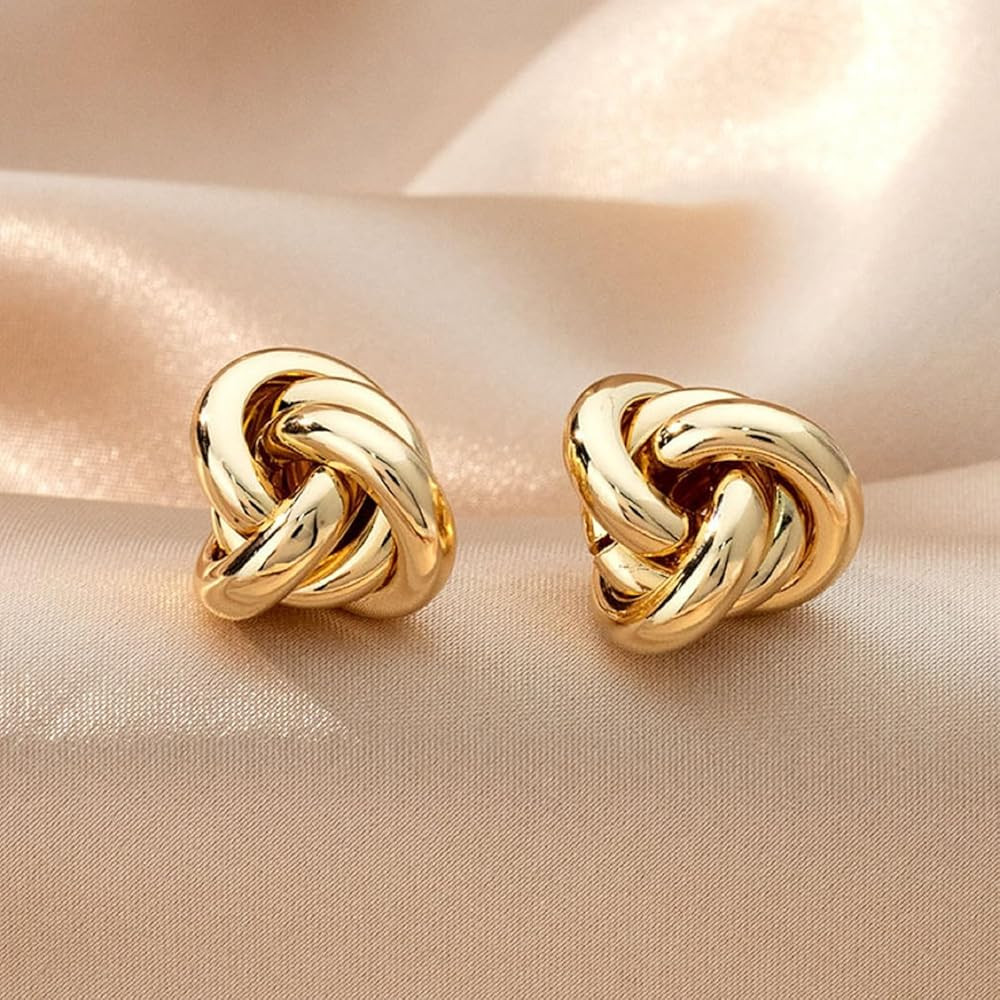 Chunky Gold Knot Earrings Geometric Drop Dangle Earrings Long Twisted Earrings Statement Earring ... | Amazon (US)