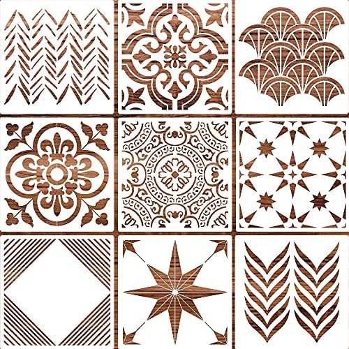 Large Stencils for Painting,12inch Tile Stencil Geometric Floor Stencil for Painting On Wall,Tile... | Amazon (US)
