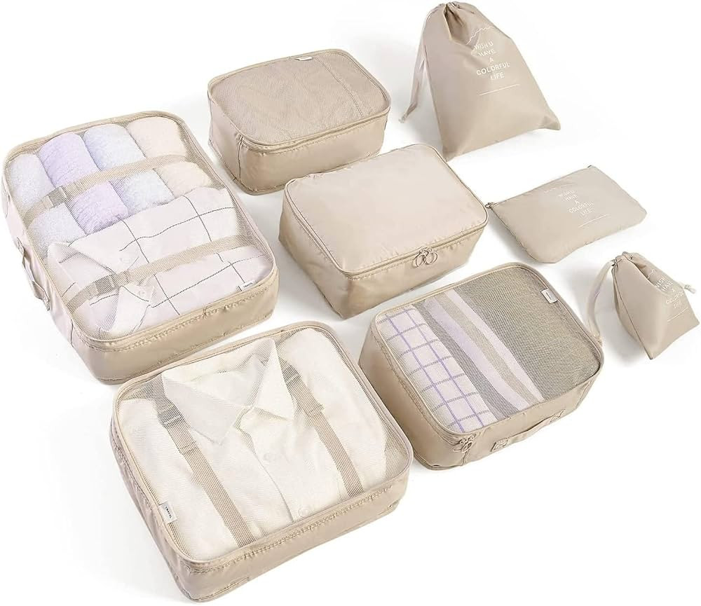 8 Set Packing Cubes for Suitcases Travel Luggage Packing Organizers,Travel Accessories Essentials... | Amazon (US)