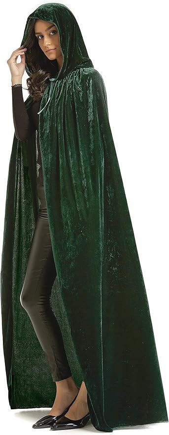 Velvet Cloak, Adult Hooded Cloak Velvet Cape Halloween Witch Costume for Men and Women Cosplay Co... | Amazon (US)