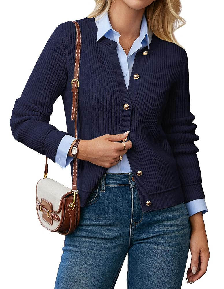 GRACE KARIN Knit Cardigan Sweaters for Women Long Sleeve Ribbed Button Up Sweater 2025 Fall Casua... | Amazon (US)