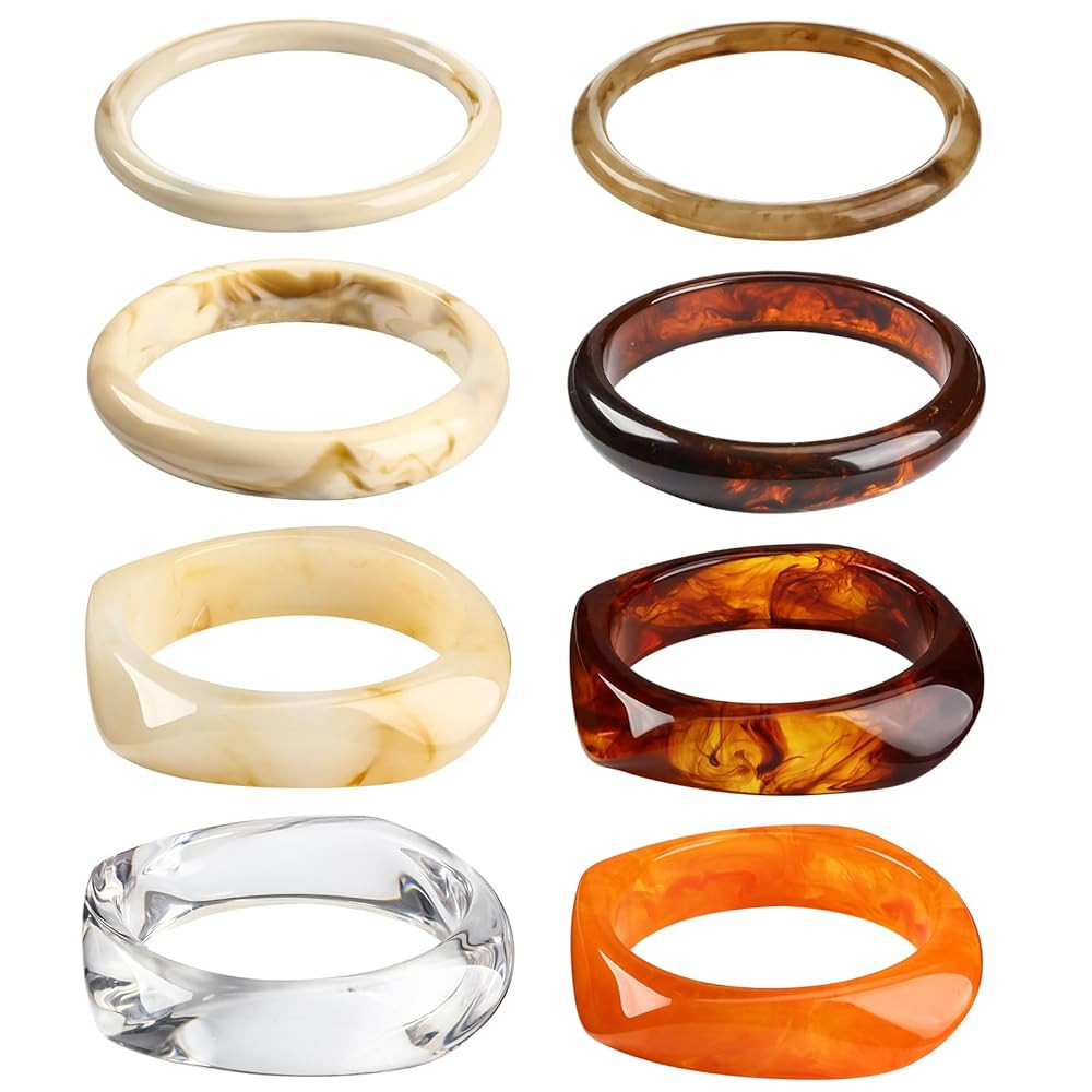 8 Pcs Colorful Acrylic Resin Chunky Bangle Bracelets for Women, Punk Geometric Wristband Bracelet... | Amazon (US)