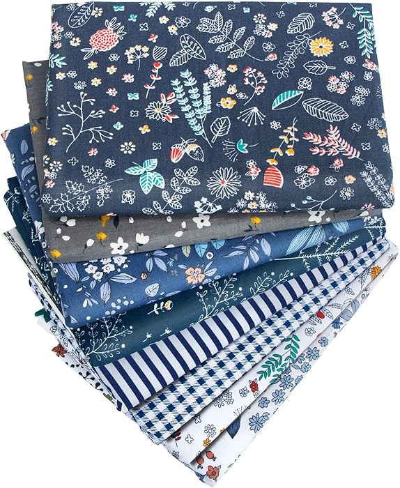 Aubliss 8pcs Fat Quarter Fabric Bundles 20'' x 20'' Cotton Craft Fabric Pre-Cut Squares Sheets fo... | Amazon (US)