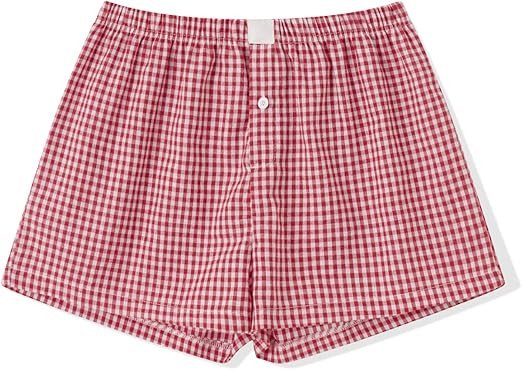 Y2k Women Pajamas Shorts Low Rise Pj Sleep Shorts Plaid Boxer Sleeping Shorts Sleepwear Micro Bot... | Amazon (US)