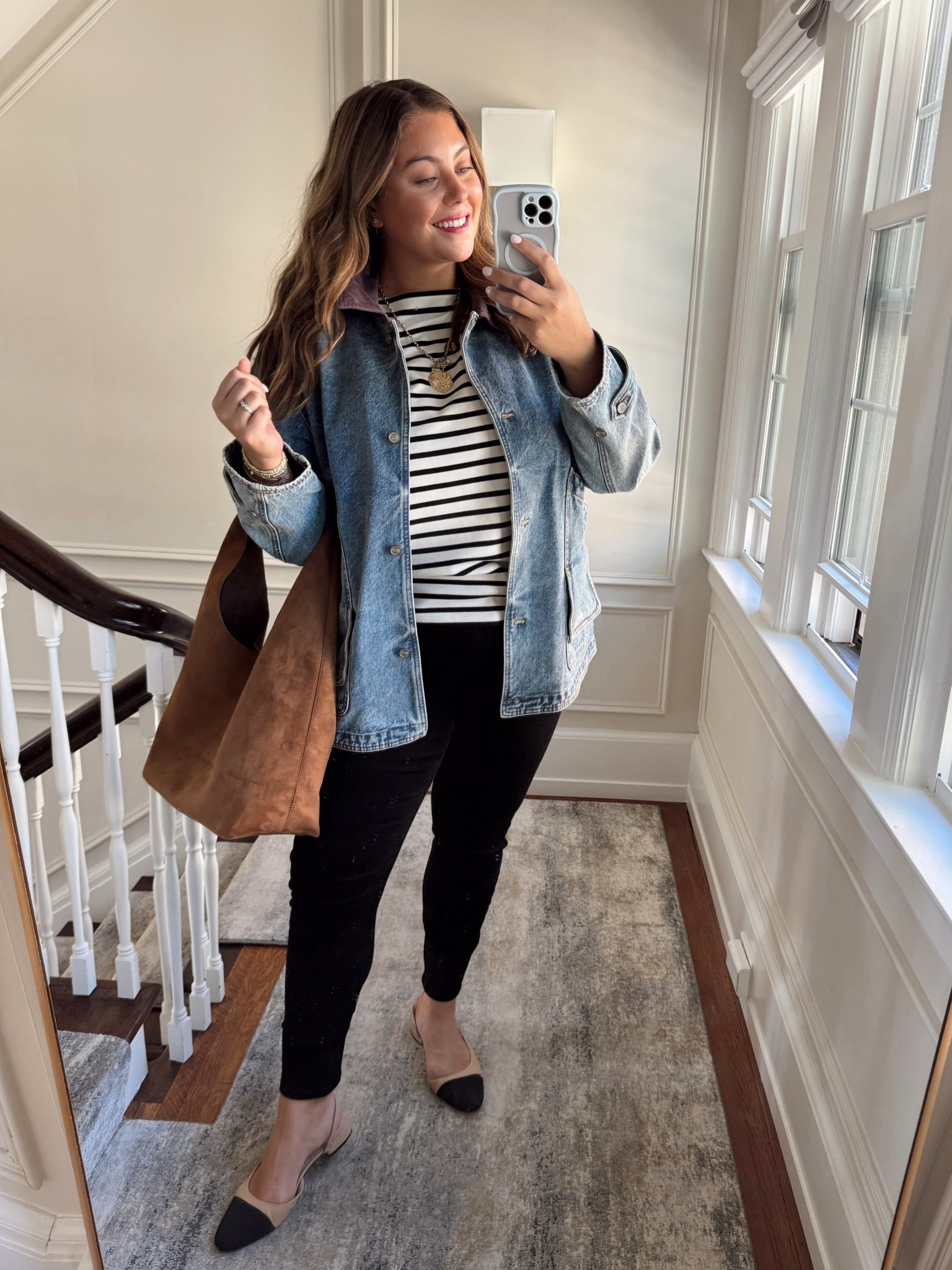 Fall outfit - jacket - barn jacket - denim jacket - wearing size XXL in jacket, 1X in top & 18 pants. Use CARALYN15 at Spanx. 

#LTKStyleTip #LTKPlusSize #LTKSeasonal