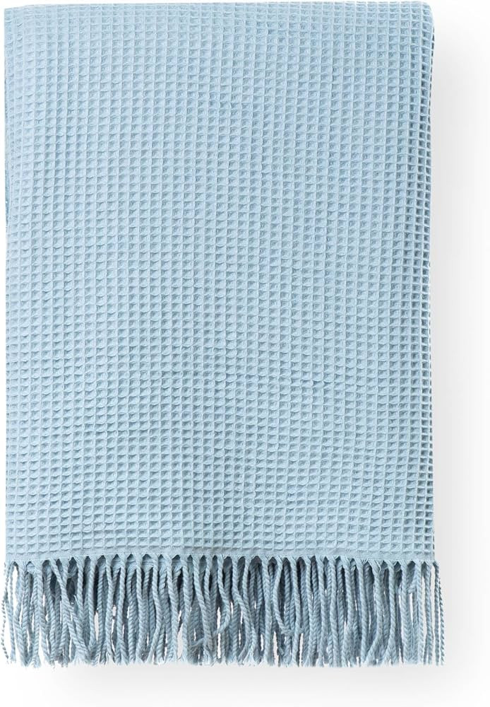 Hofdeco Premium Coastal Decorative Throw Blanket for Patio Couch Sofa, Baby Blue Waffle Weave wit... | Amazon (US)