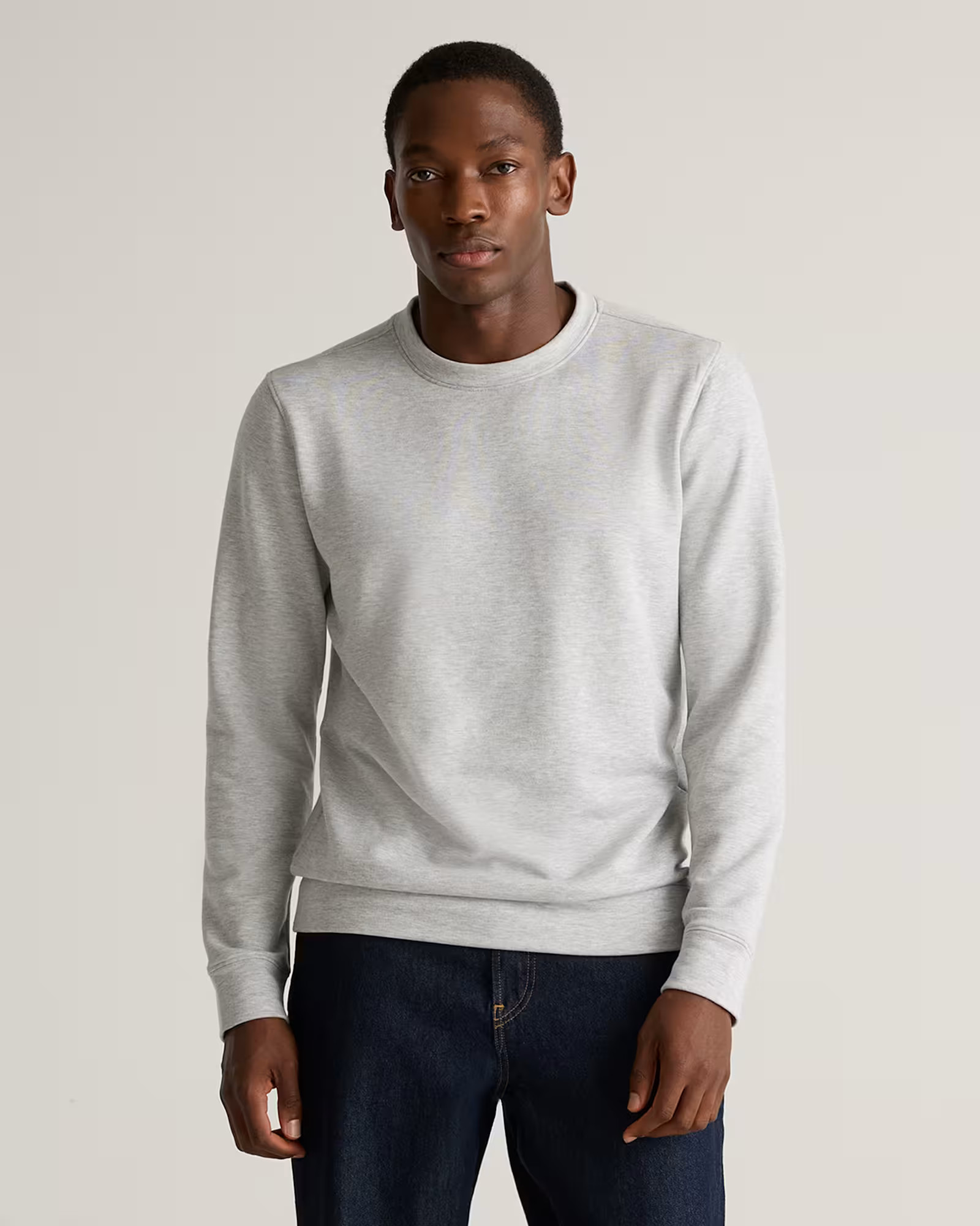 Supersoft Fleece Crew in Heather Grey | Quince