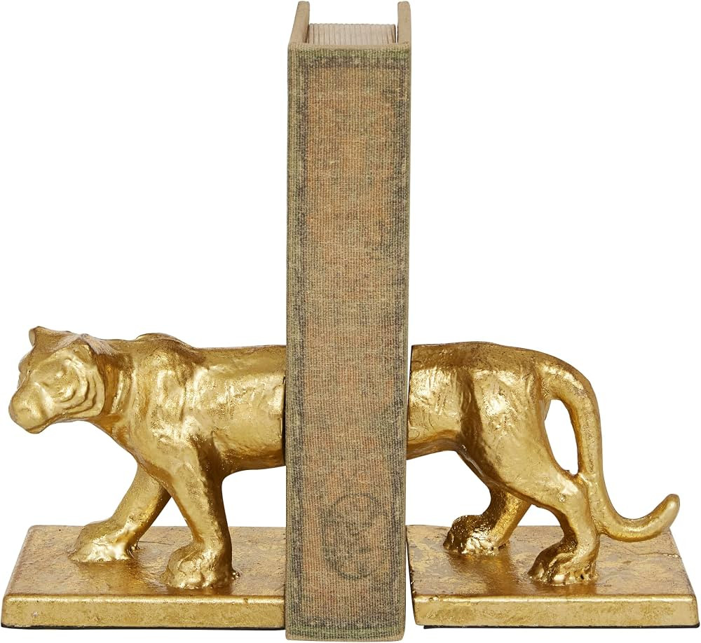 Deco 79 Metal Leopard Bookends, Set of 2 4"W, 5"H, Gold | Amazon (US)